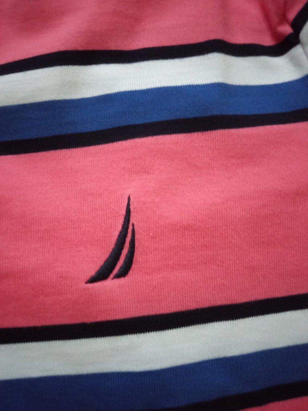 Nautica Striped Pink/Blue Soft Polo Short Sleeve Mens XS - Picture 2 of 5